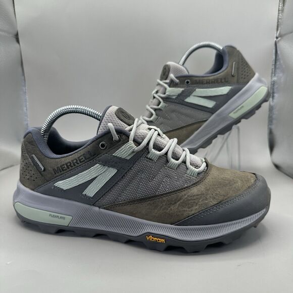 Merrell Womens Zion Waterproof WP Hiking Trail Sneakers Green Leather Size 9.5 - Picture 1 of 10